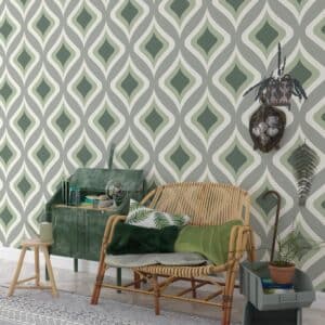 Fotobehang Retro wokkel patroon groen - Retro behang - fotobehang retro