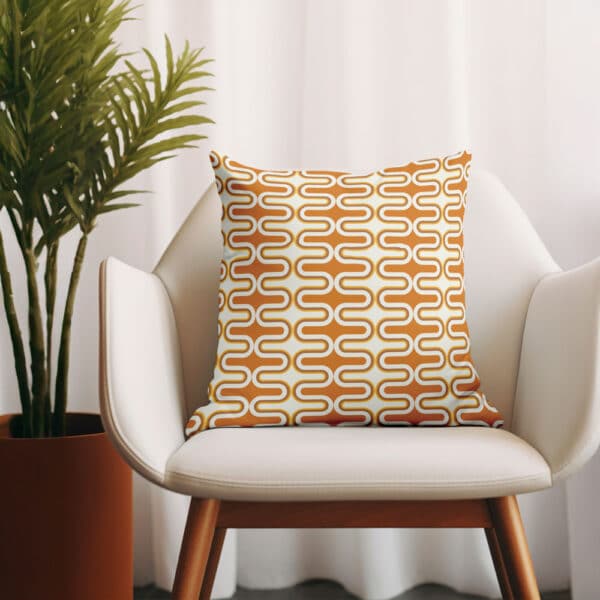 Sierkussen Retro bogen patroon oranje
