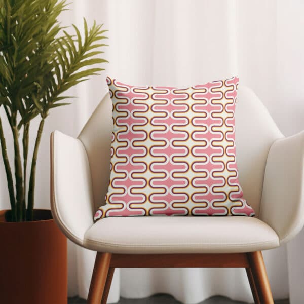 Sierkussen Retro bogen patroon roze