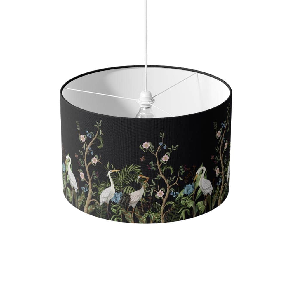 Lampenkap Kraanvogels illustratie zwart