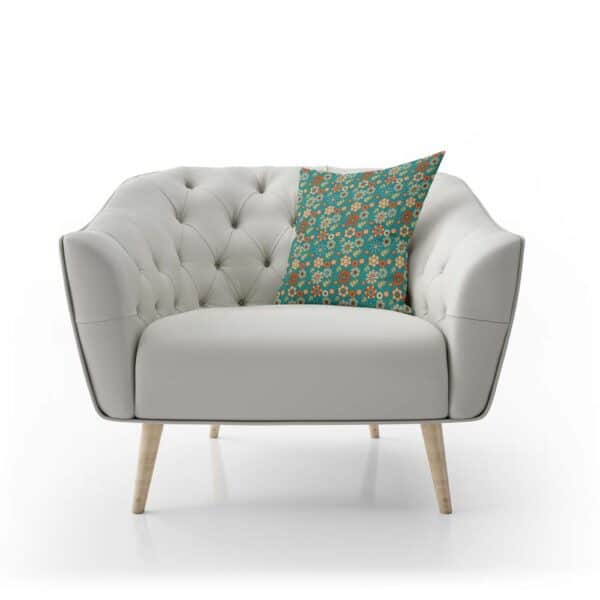 Sierkussen Retro bloemen patroon blauw