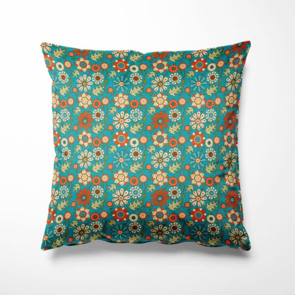 Sierkussen Retro bloemen patroon blauw