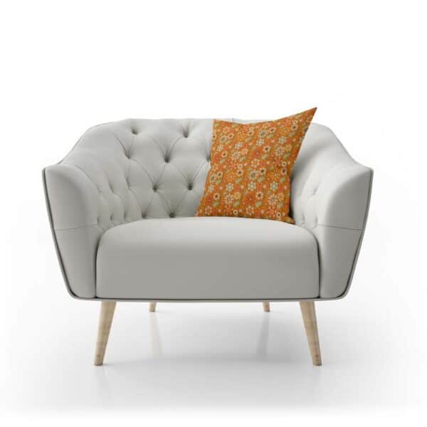 Sierkussen Retro bloemen patroon oranje
