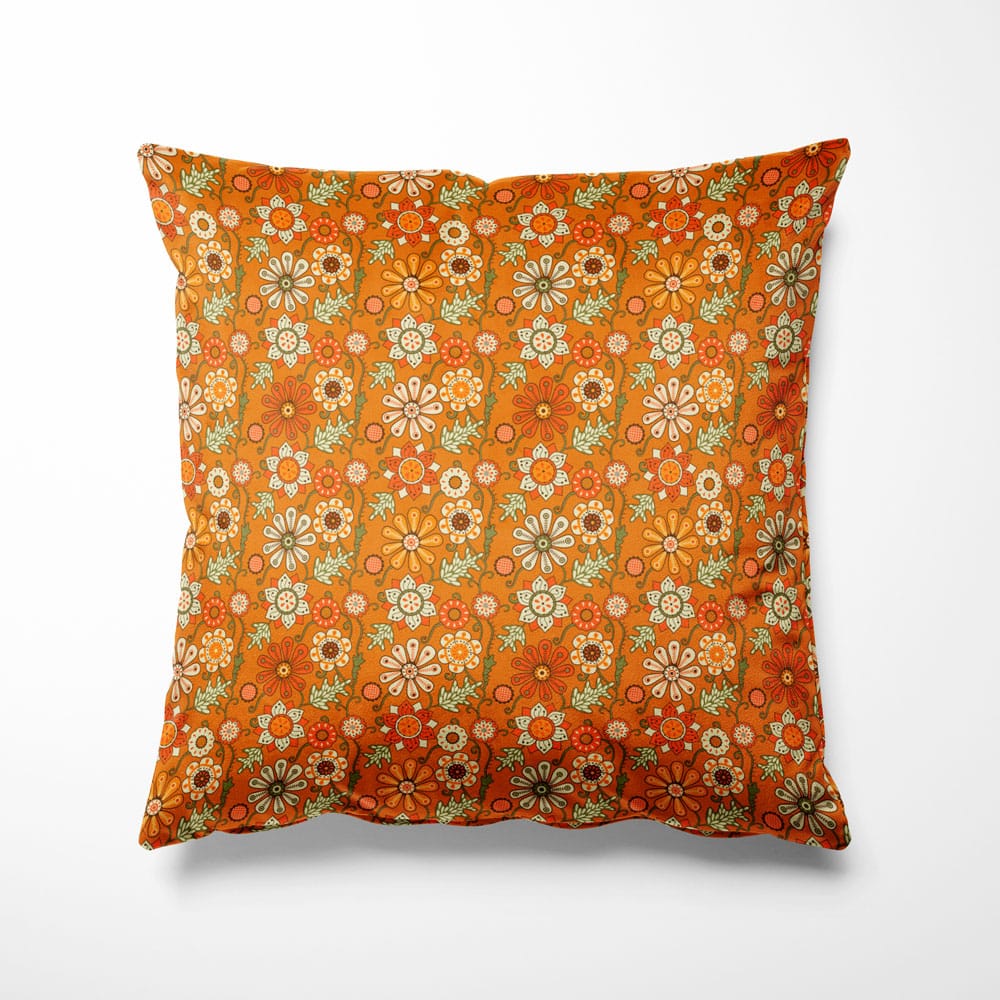 Sierkussen Retro bloemen patroon oranje