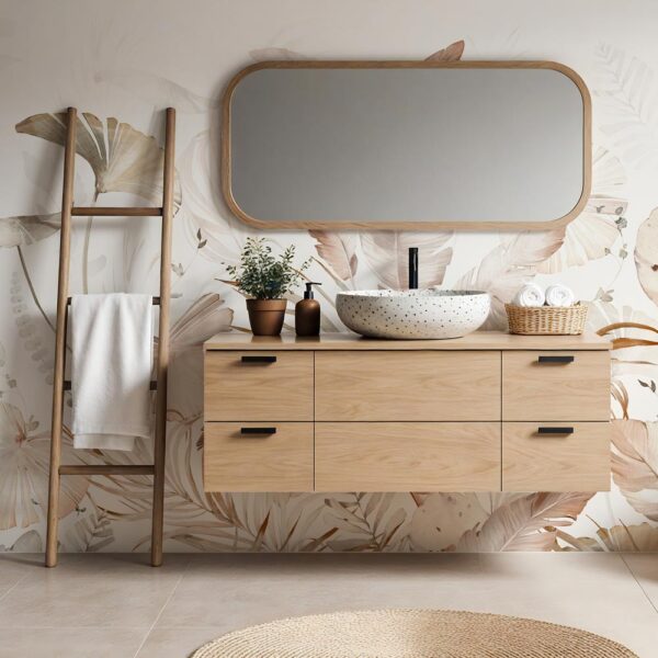 Badkamer behang Bladeren in zachte tinten