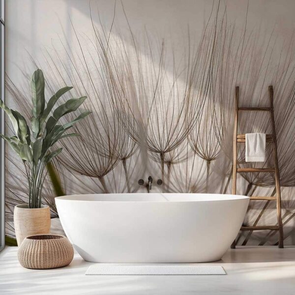 Badkamer behang Dandelion in lichte kleuren - Behang badkamer