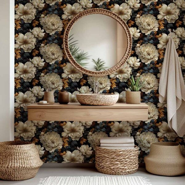 Badkamer behang Klassieke bloemen klein