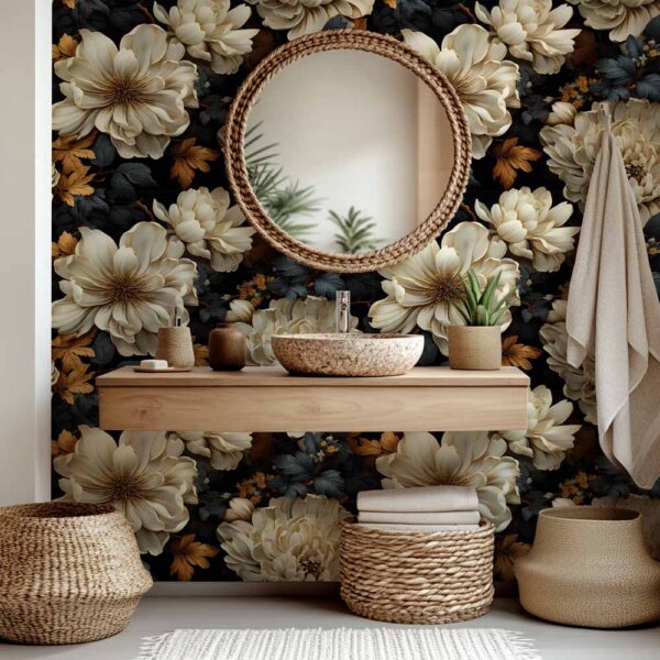 Badkamer behang Klassieke bloemen groot