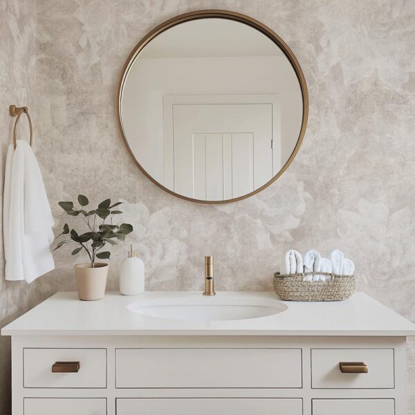 Badkamer behang Rozen betonlook - behang badkamer