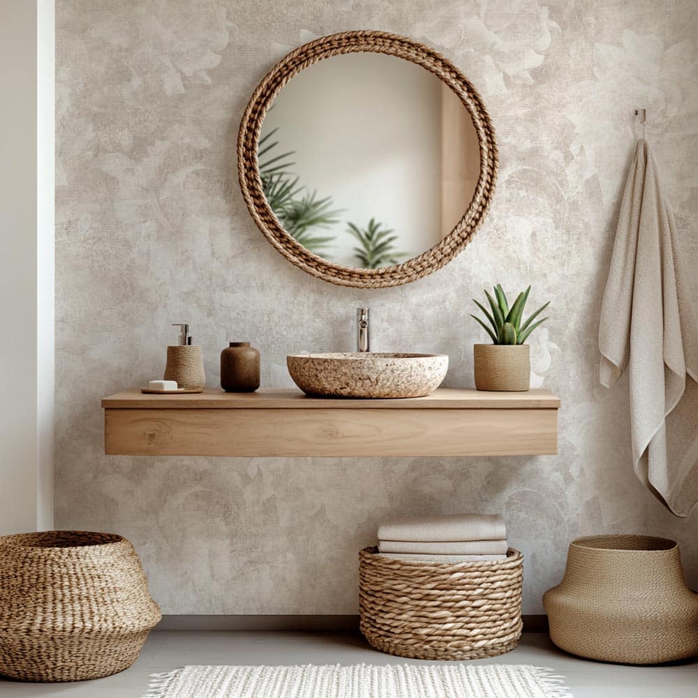 Badkamer behang Rozen betonlook - behang badkamer