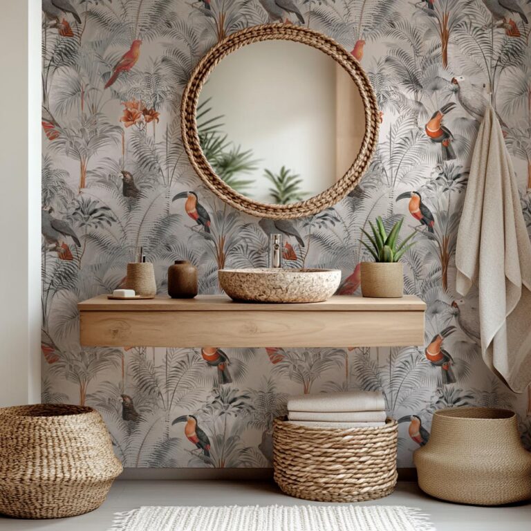 Badkamer behang Vogels in jungle