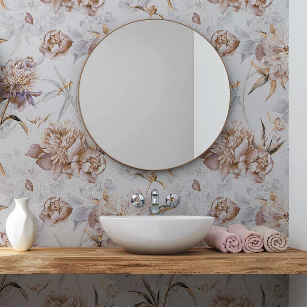 Badkamer behang Romantische bloemen aquarel