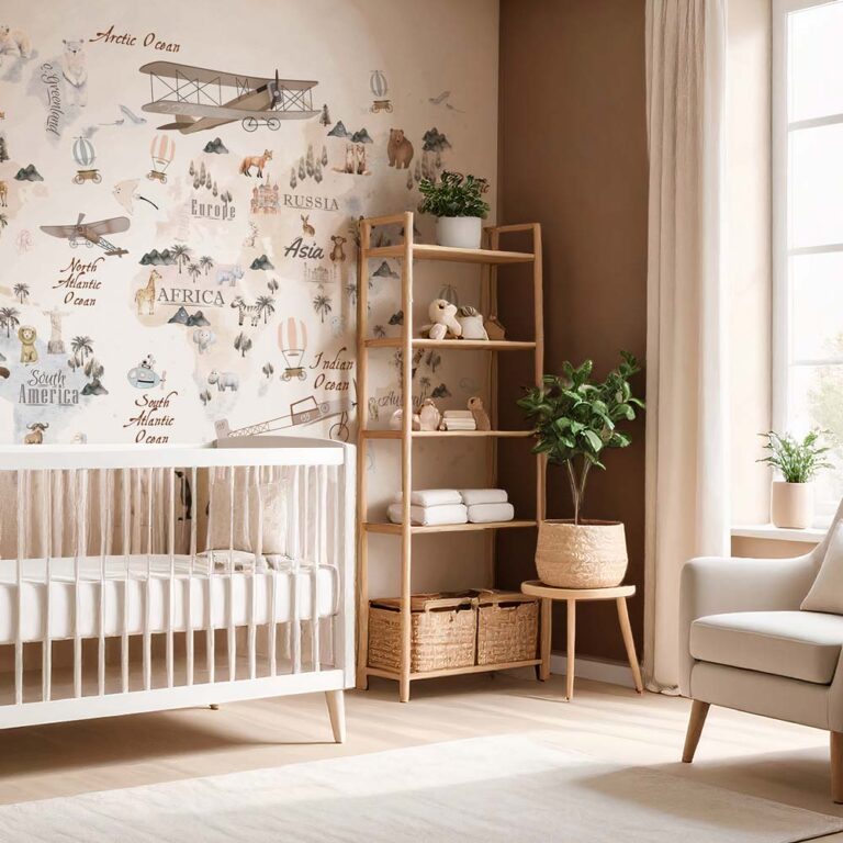 Kinderbehang Dieren wereldkaart