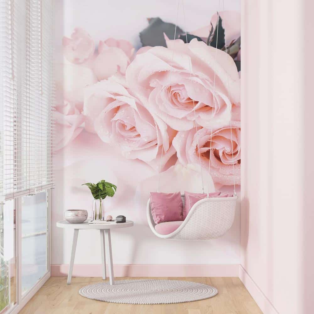 Fotobehang Lichtroze rozen