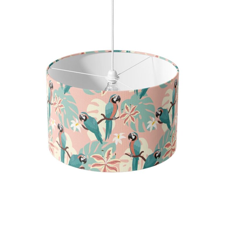 Lampenkap Papegaai patroon mint roze