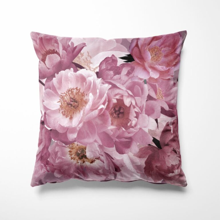 Sierkussen roze pioenrozen