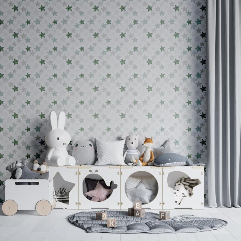 Kinderbehang gestreepte sterretjes