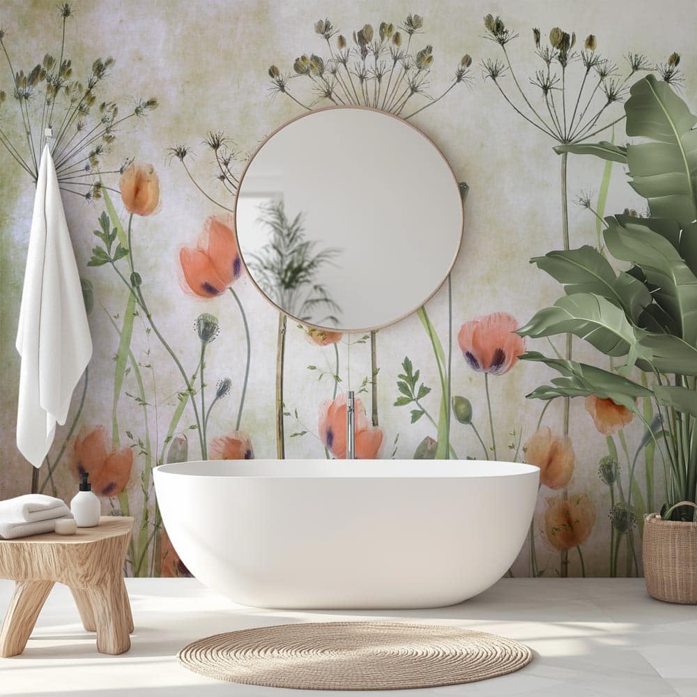 Badkamer behang Papaver artistiek