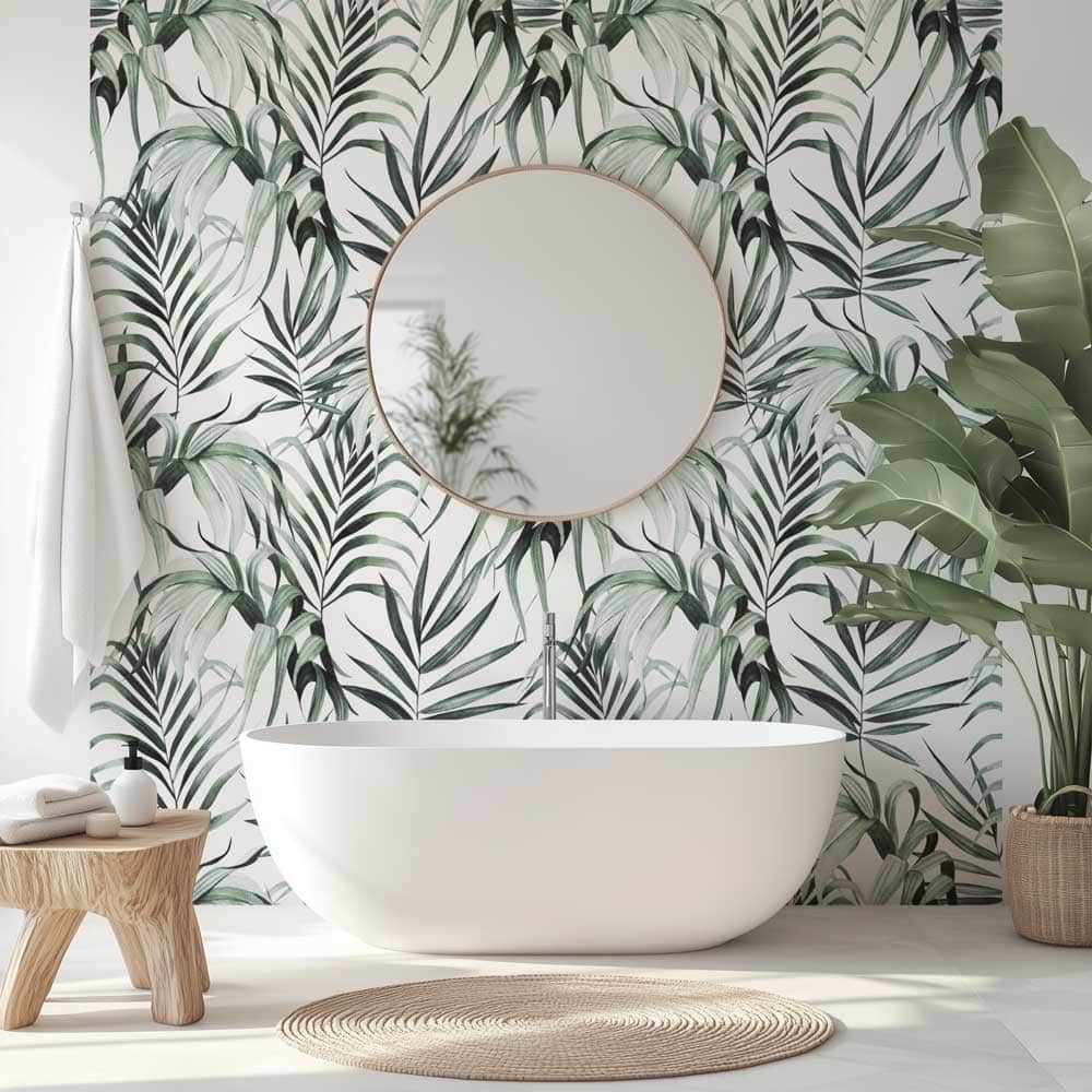 Badkamer behang Bladeren tropisch patroon