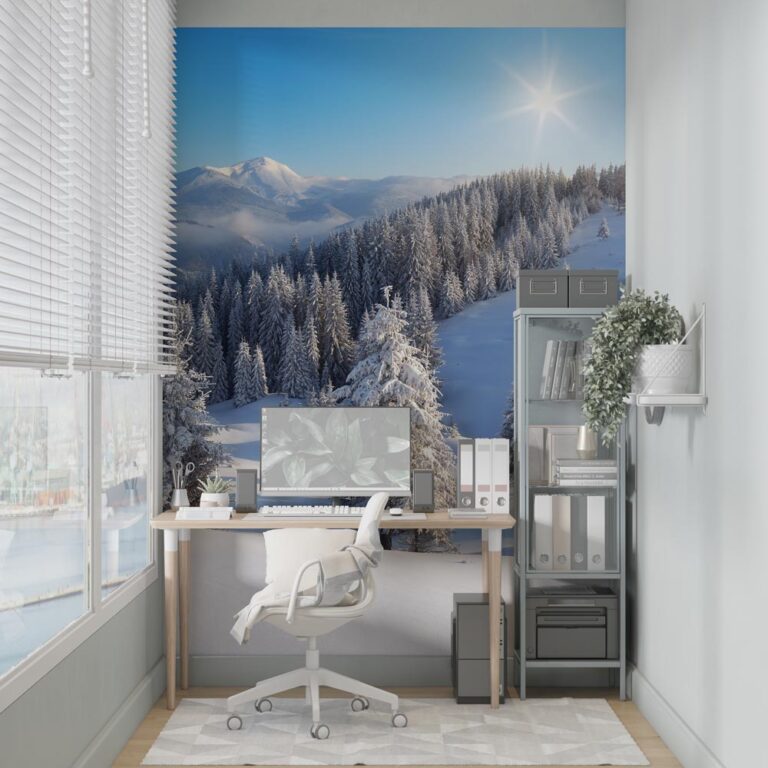 Fotobehang Sneeuw in de bergen