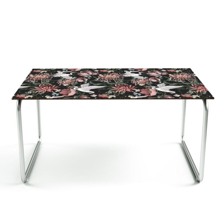 Tafelsticker witte kraanvogels en bloemen