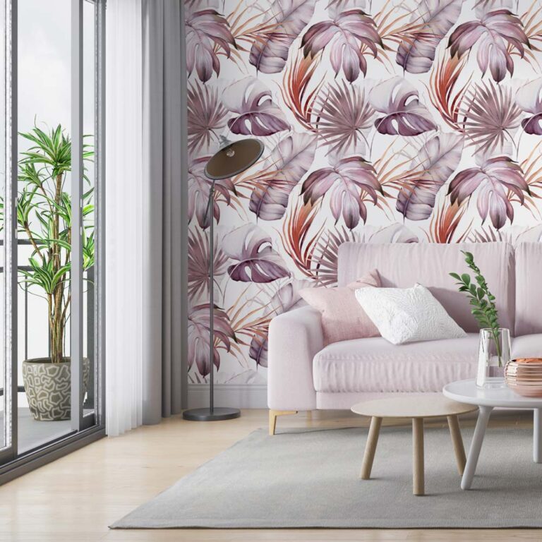 Fotobehang Bladeren in paarstinten