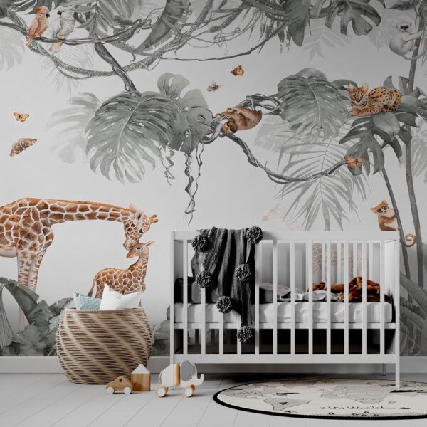 Kinderbehang Jungle met lieve dieren