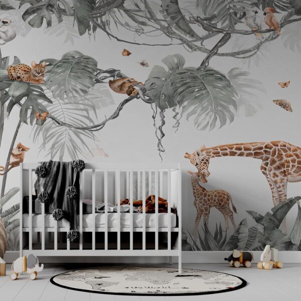 Kinderbehang Jungle met lieve dieren
