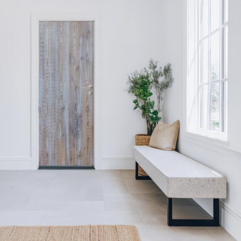 deursticker white wash hout - deurposter white wash