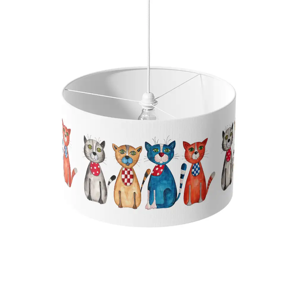 Lampenkap Gekleurde katten op een rij hangend
