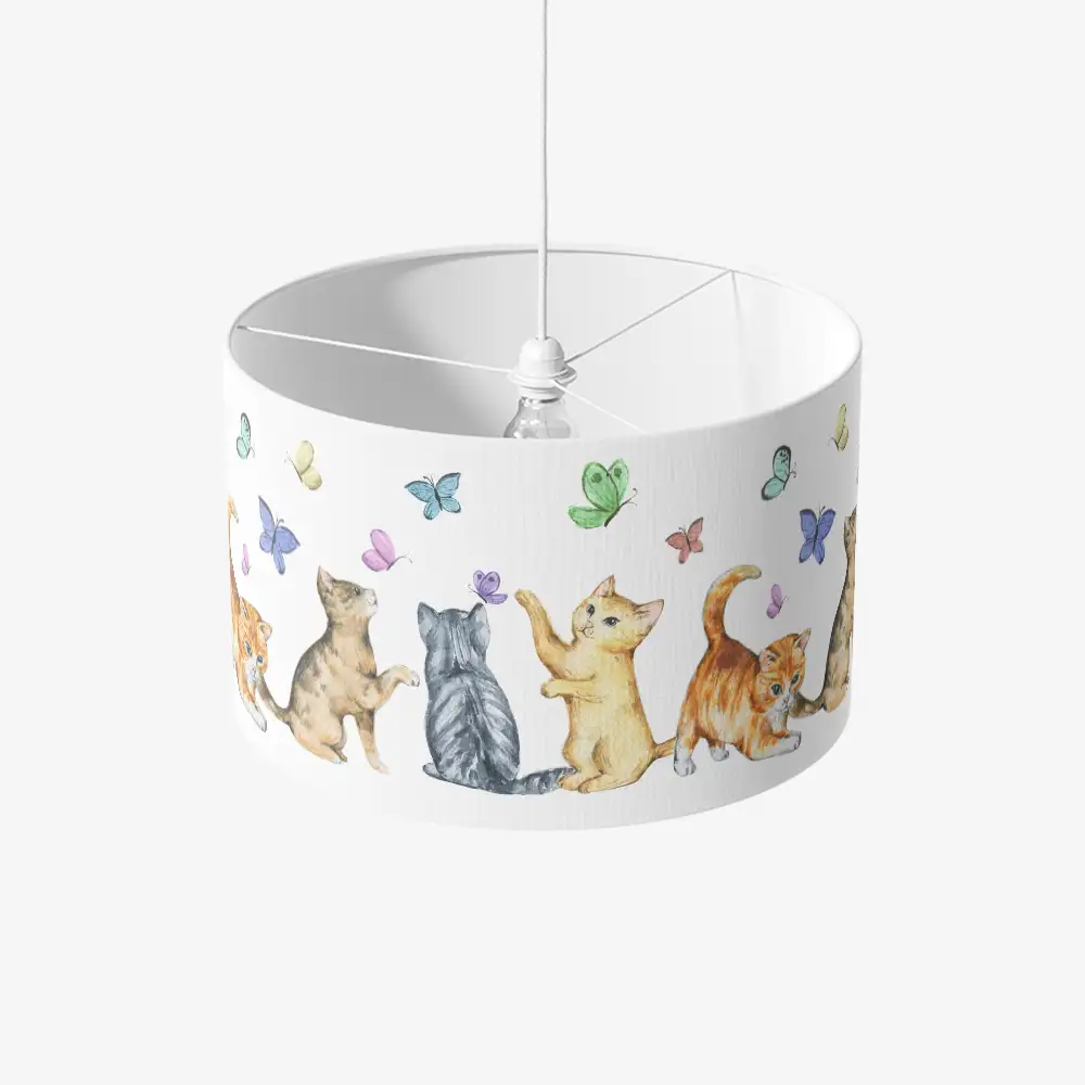 Lampenkap Vlindertjes en kittens hangend