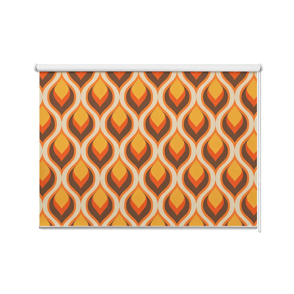 Rolgordijn Retro patroon druppeltjes oranje patroon groot